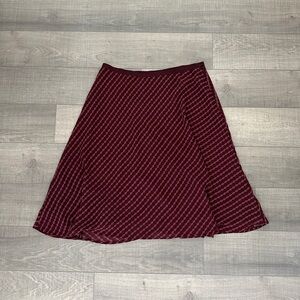 New York & Company Burgundy Patterned A-Line Skirt